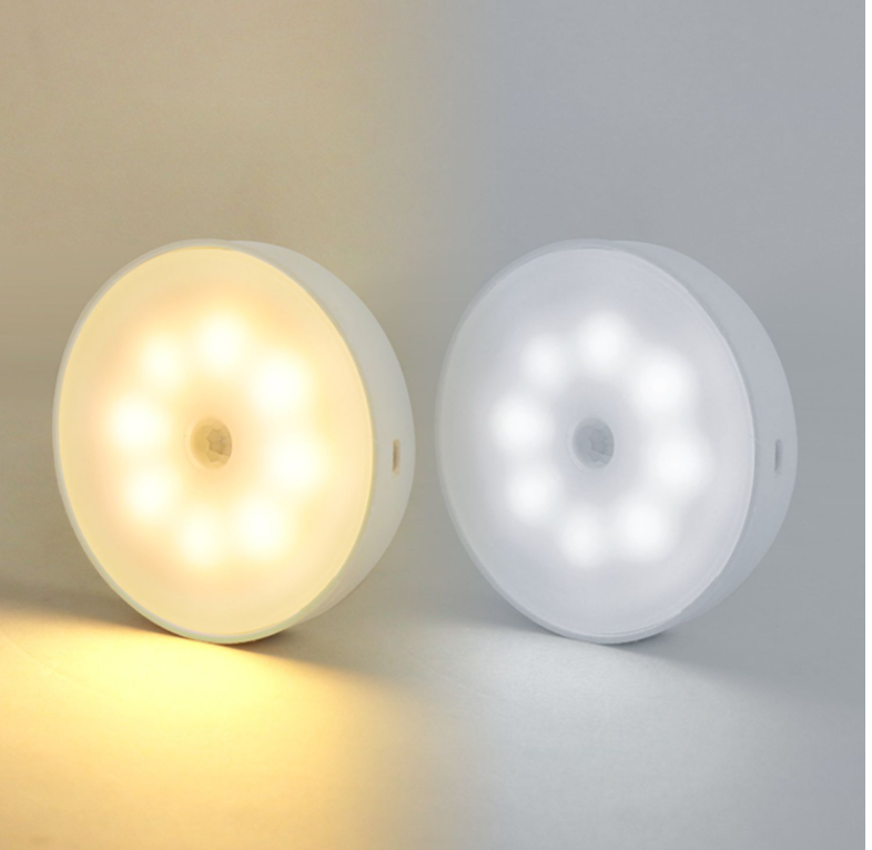 Usb Rechargeable Motion Sensor Light Round Wireless LED